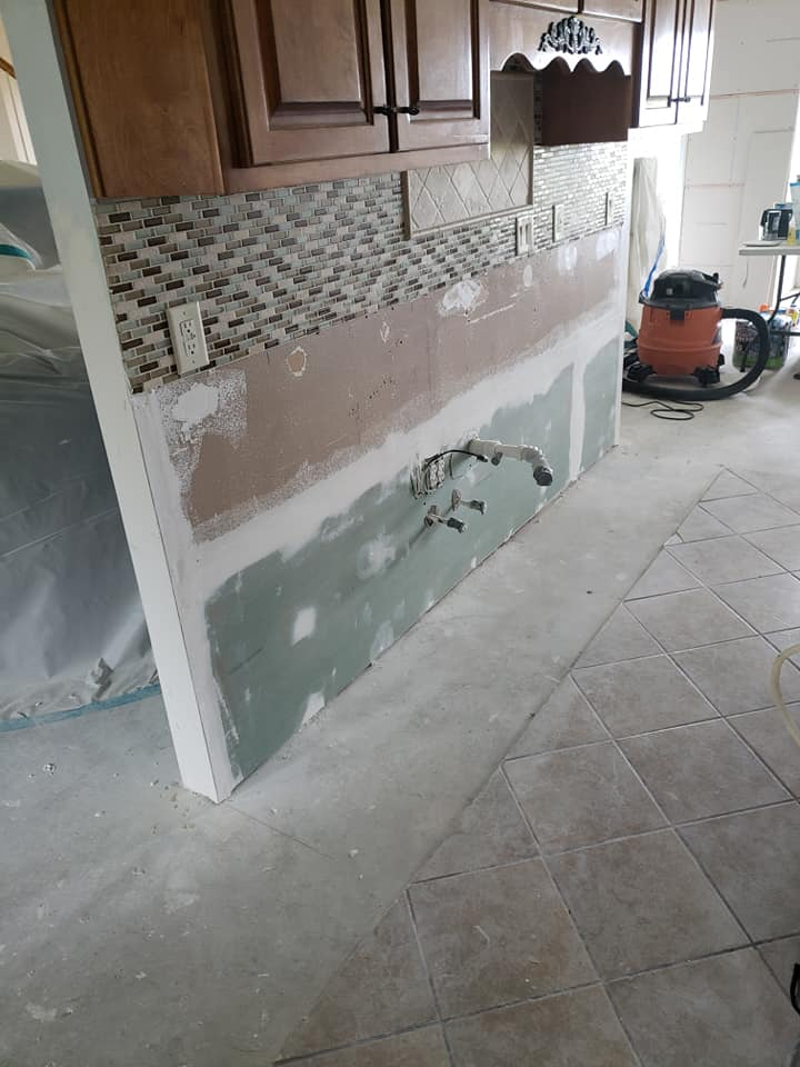 Counter and drywall work in progress